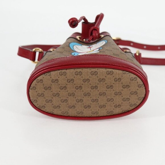 GUCCI Micro GG Supreme Doraemon Collaboration Bag PVC Beige Gold Auth 132450A - Picture 6 of 15